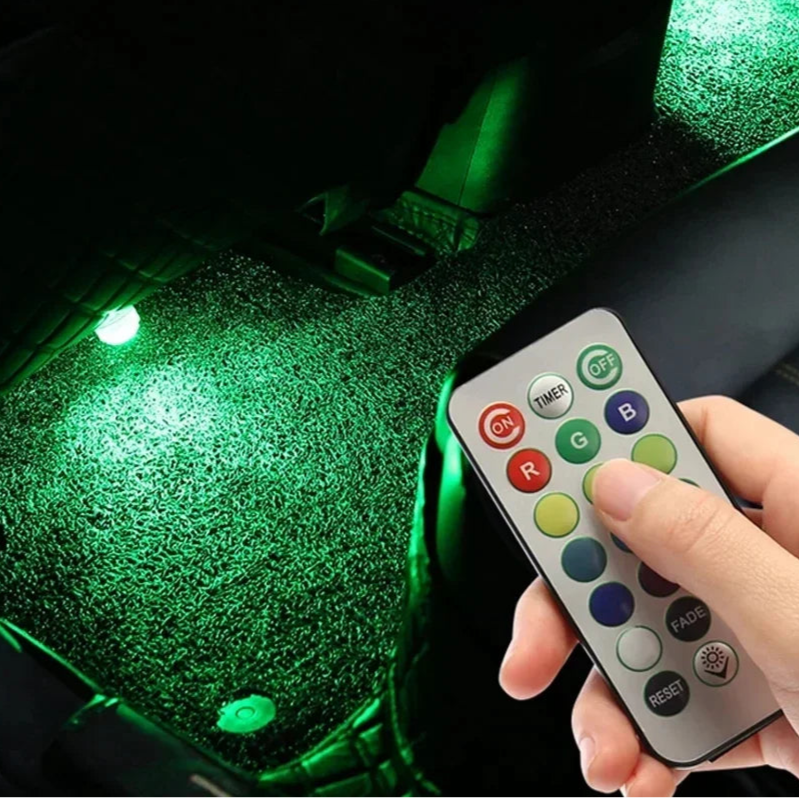 Wireless Adhesive LED Car Interior Ambient Light Remote Control Decor Auto Roof Foot Atmosphere Lamp Bicycle Tail Light MasCar