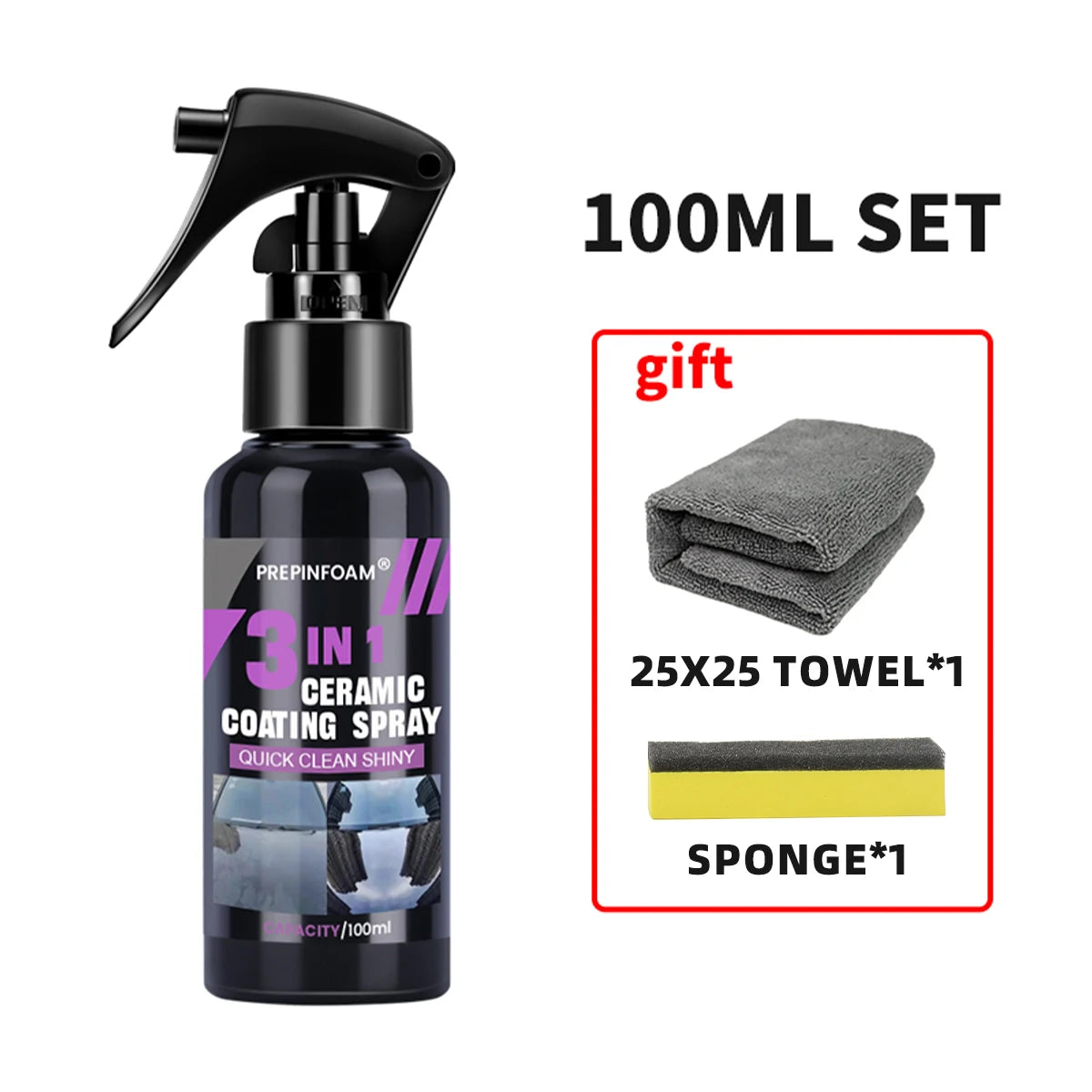 3 in 1 Car Ceramic Liquid Coating Spray Nano Crystal Hydrophobic Layer Polishing Agent High Gloss Paint Protection Wax Car Care MasCar