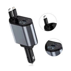 4 in 1 120W Car Charger Retractable Car Cigarette Lighter Adapter USB Type C Fast Charger Cable For IPhone Xiaomi Huawei Samsung MasCar