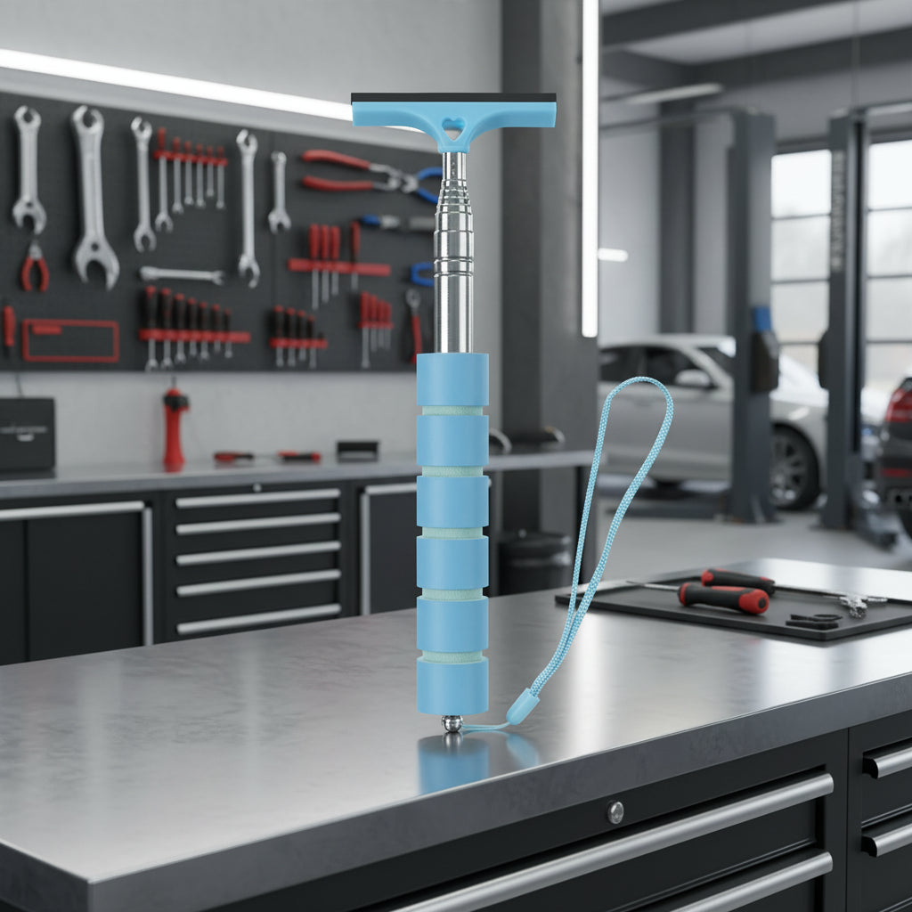 Car Rearview Mirror Wiper Cleaning Tool Auto Glass Mist Cleaner Scraper Car Accessories Handle Telescopic Window Cleaning Brush MasCar