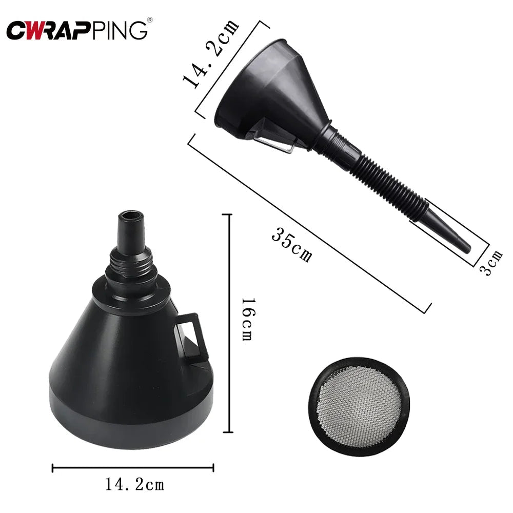 Engine Refueling Funnel with Filter for Car Motorcycle Truck Oil Gasoline Filling Strainer Extension Pipe Hose Funnels Tool MasCar
