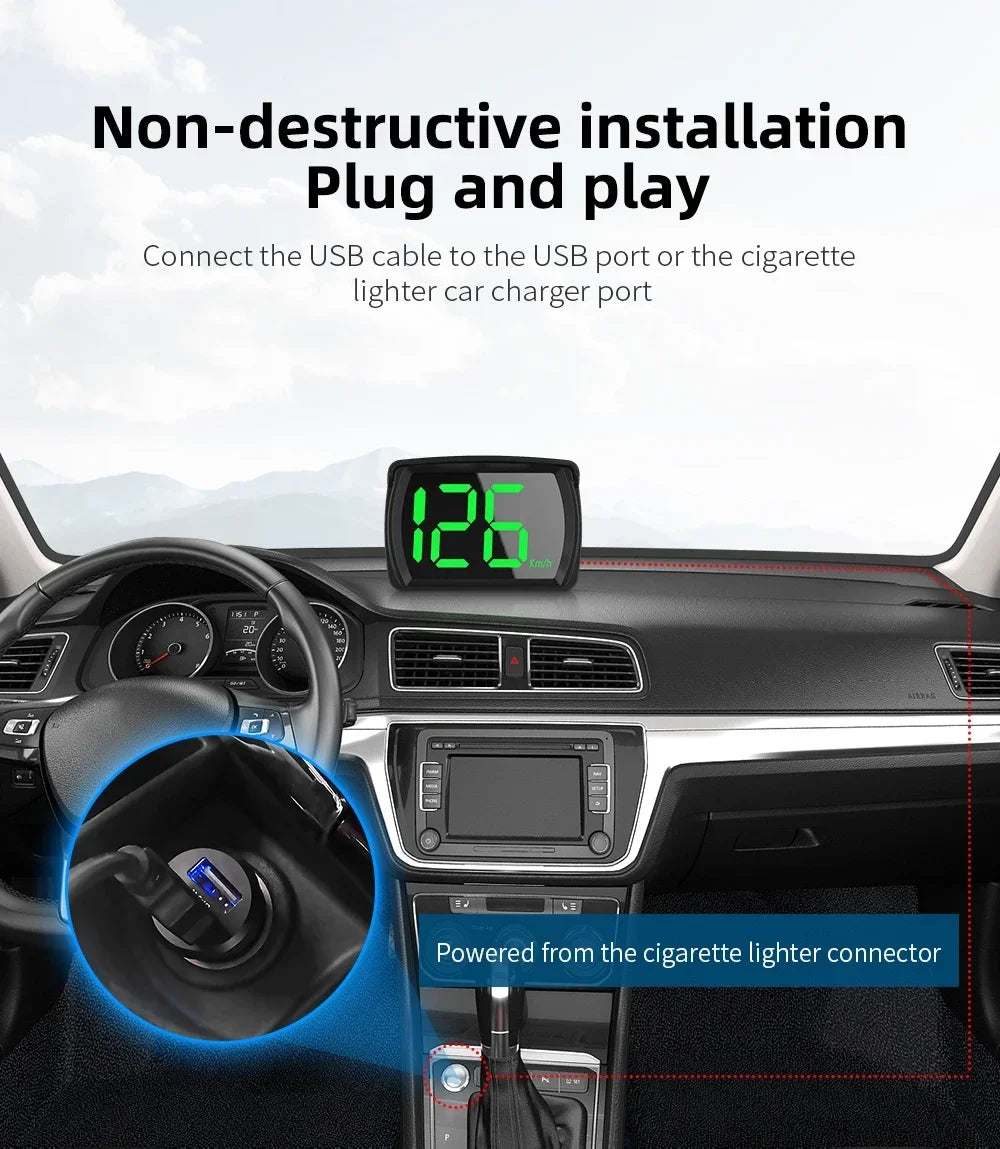 Y03 Digital GPS Speedometer Universal GPS Head up Display HUD Big Font KMH Reminder Meter Car Electronic Displayer Plug and Play MasCar