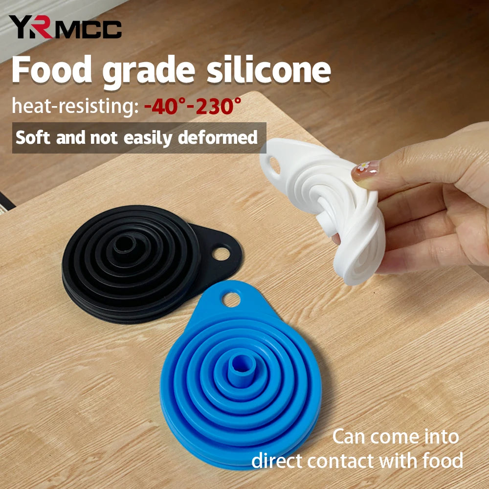 2Pcs Foldable Car Engine Funnel Silicone Liquid Funnel Washer Engine Oil Petrol Change Tools for Motorcycle Car Acesssories MasCar