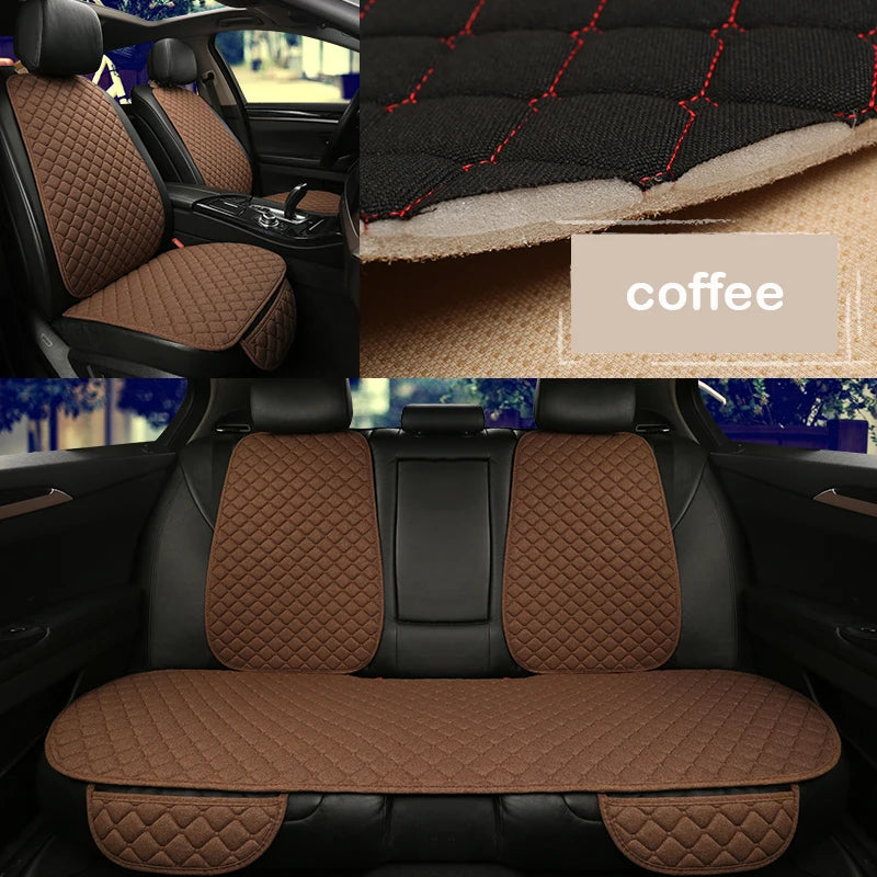 Universal Car Seat Cover Protector Linen Front Rear Back Flax Summer Cushion Pad Mat Sedan Suv Pick-up Car Interior Accessories MasCar