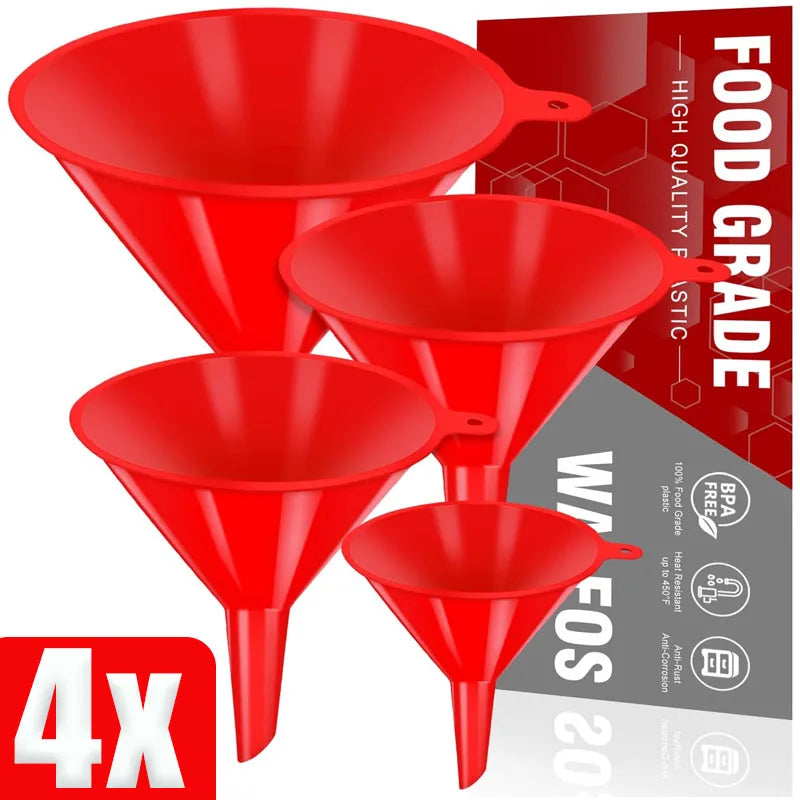 4pcs Car Plastic Funnels Refueling Funnels Tools Oil Filling Equipment Car Motorcycle Refuel Filling Small Funnel MasCar