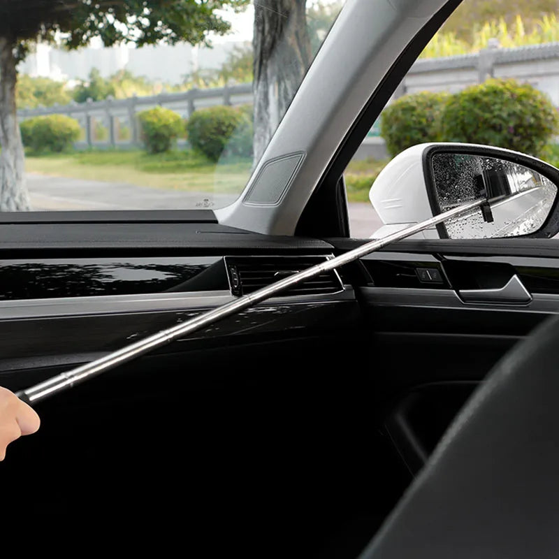 Car Rearview Mirror Wiper Cleaning Tool Auto Glass Mist Cleaner Scraper Car Accessories Handle Telescopic Window Cleaning Brush MasCar
