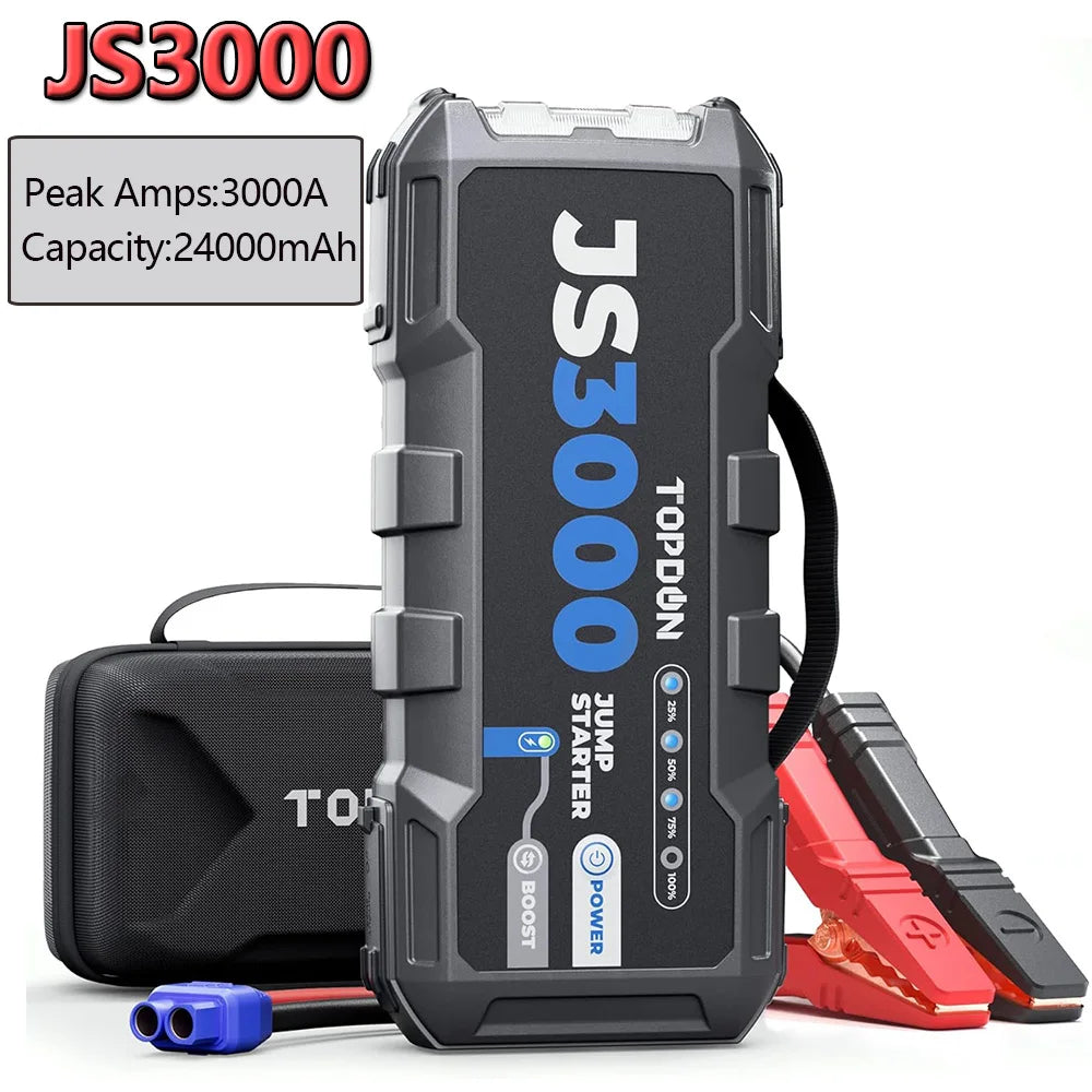 Topdon Jump Starter JS3000/JS2000Pro/JS1200pro 3000A/2500A/1500A/1200A Power Bank 12V Car Starting Device  for Booster MasCar