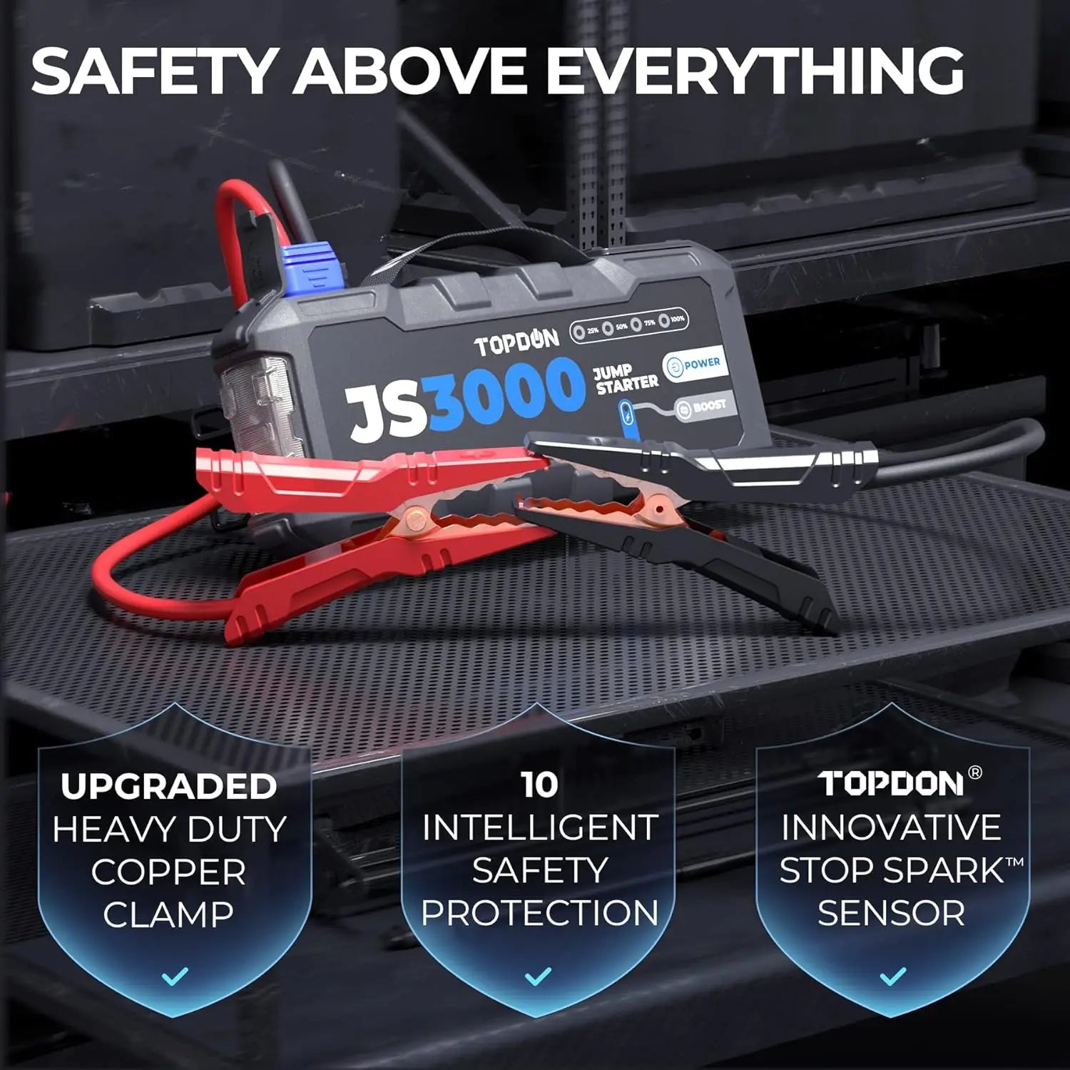 Topdon Jump Starter JS3000/JS2000Pro/JS1200pro 3000A/2500A/1500A/1200A Power Bank 12V Car Starting Device  for Booster MasCar