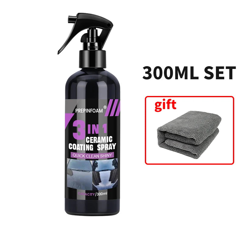 3 in 1 Car Ceramic Liquid Coating Spray Nano Crystal Hydrophobic Layer Polishing Agent High Gloss Paint Protection Wax Car Care MasCar
