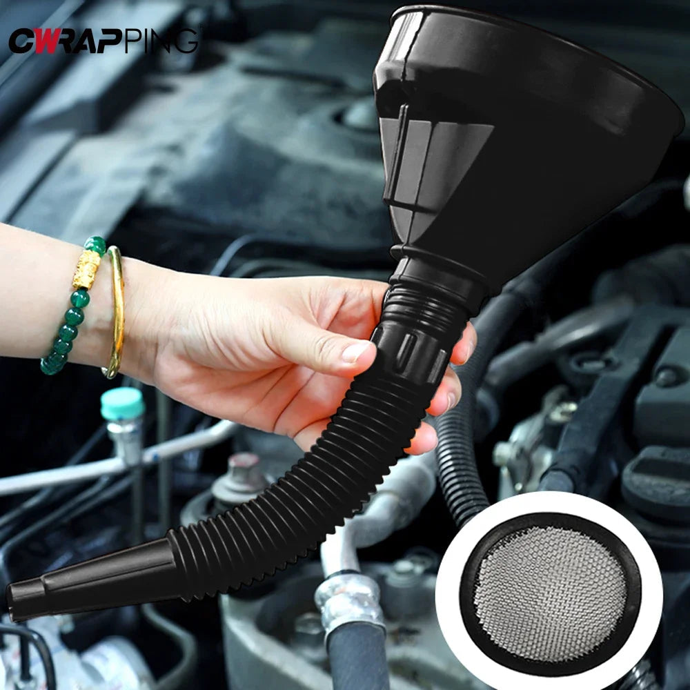 Engine Refueling Funnel with Filter for Car Motorcycle Truck Oil Gasoline Filling Strainer Extension Pipe Hose Funnels Tool MasCar