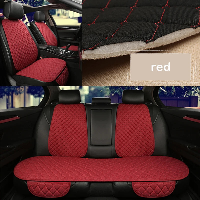 Universal Car Seat Cover Protector Linen Front Rear Back Flax Summer Cushion Pad Mat Sedan Suv Pick-up Car Interior Accessories MasCar