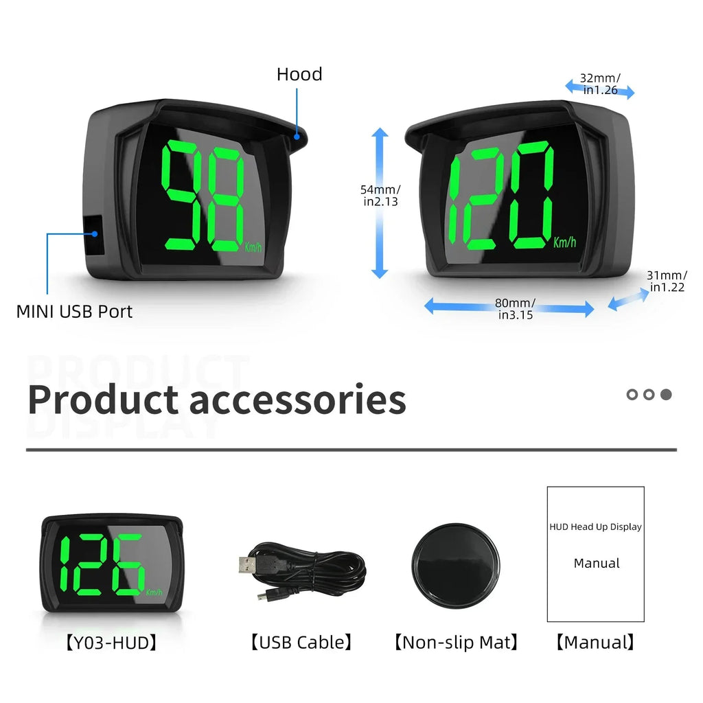 Y03 Digital GPS Speedometer Universal GPS Head up Display HUD Big Font KMH Reminder Meter Car Electronic Displayer Plug and Play MasCar