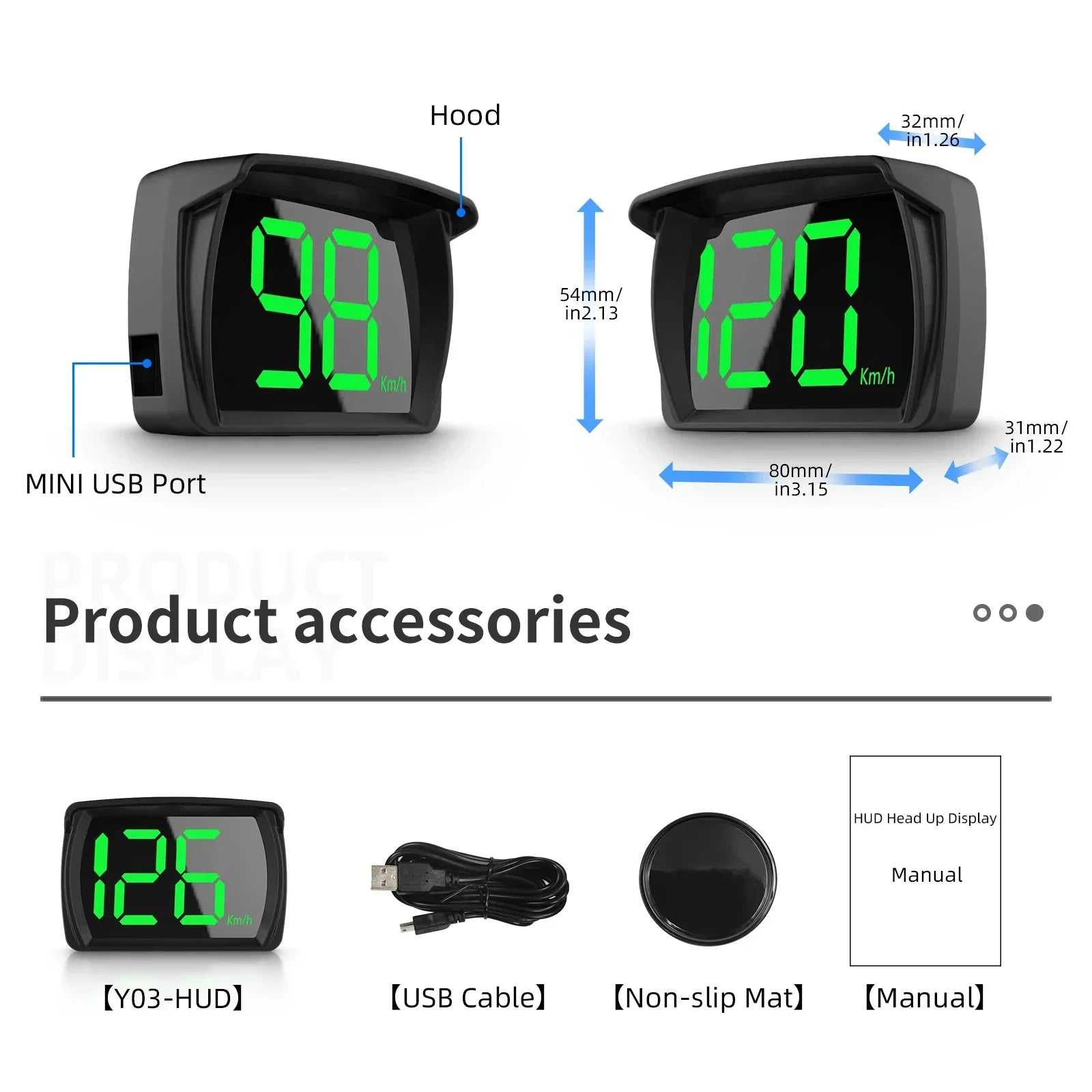 Y03 Digital GPS Speedometer Universal GPS Head up Display HUD Big Font KMH Reminder Meter Car Electronic Displayer Plug and Play MasCar