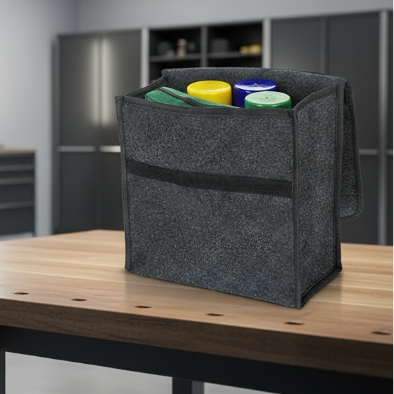 1pc Car Storage Felt Box For Dark Gray Anti Slip Storage Tools Towels Car Accessories Universal Foldable High-Quality Felt Box MasCar