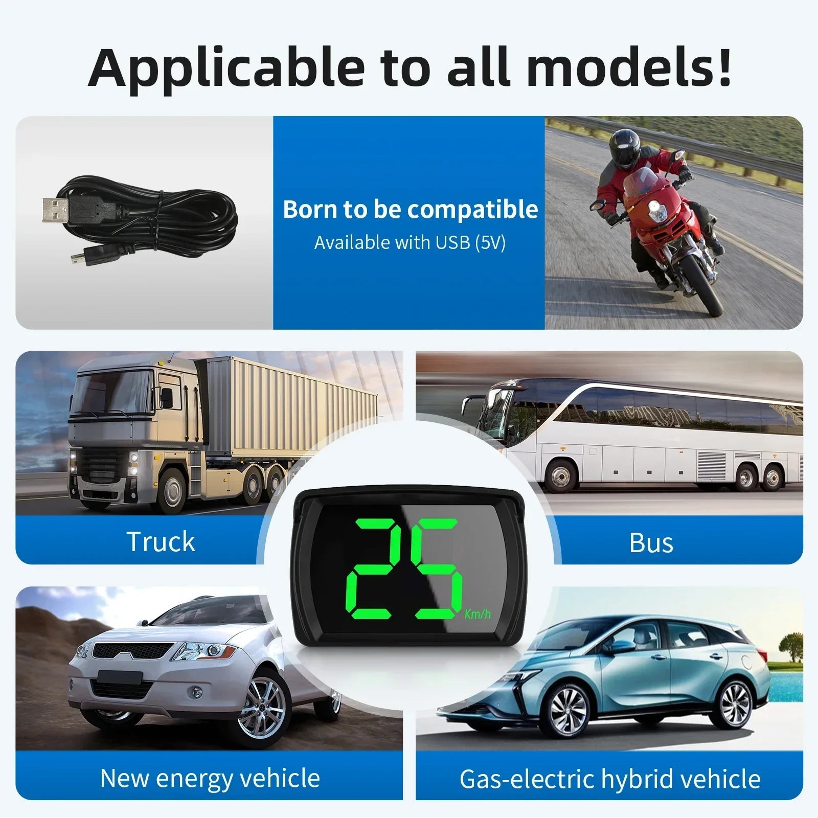 Y03 Digital GPS Speedometer Universal GPS Head up Display HUD Big Font KMH Reminder Meter Car Electronic Displayer Plug and Play MasCar