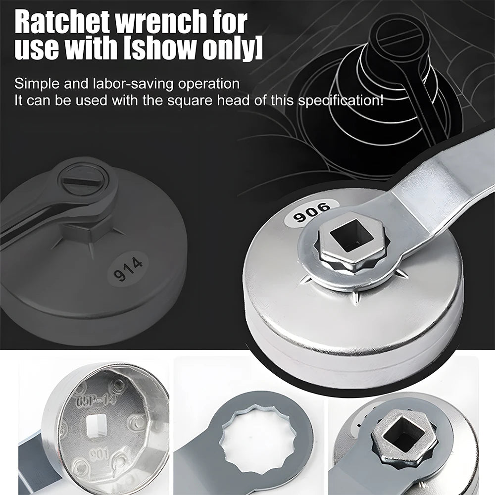 Podofo 15pcs Cap Oil Filter Wrench Socket Set Car Hand Remover Tool Kit 1/2"Square Drive Car Fuel Filtering Device Wrench Set MasCar